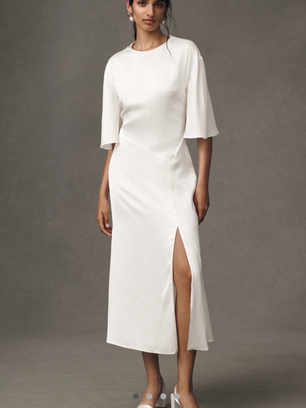 BHLDN White Midi Dress with Side Slit